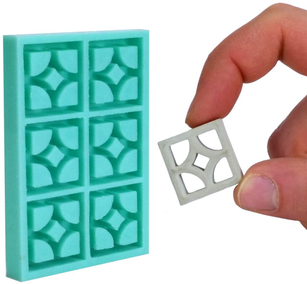 1:12 Scale Mini Breeze Block Mold – Mid Century Modern Screen Block Patterns for Diorama, Dollhouse, Model Train Layout, Mini Construction Projects – Premium Silicone, Reusable Easy Release
