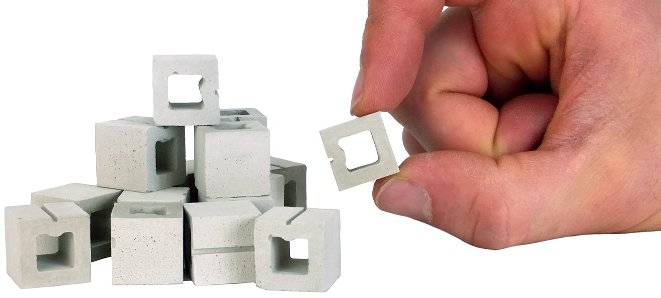 Acacia Grove Mini Half Cinder Blocks, 1/12 Scale (16 Pack)