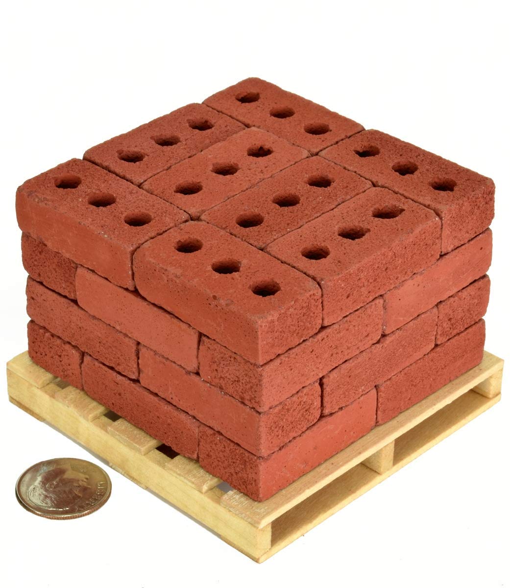 Acacia Grove Mini Red Bricks with Pallet, 1/6 Scale