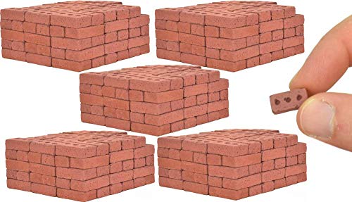 Acacia Grove Real Mini Red Bricks, 1/12 Scale